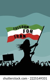 iranian protest waving flag silhouette