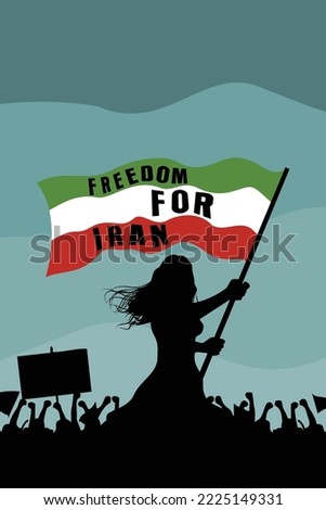iranian protest waving flag silhouette