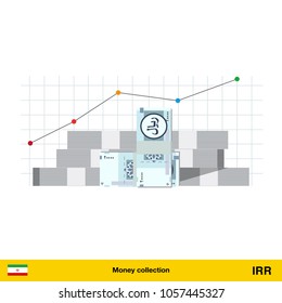 Iranian rial banknote. Growth of financial and economy concept. vector illustration.