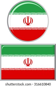 Iranian round and square icon flag. Vector illustration Eps 8.