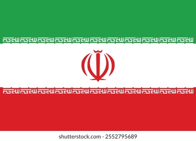 Bandeira nacional do Irã. Ilustração retangular do vetor do ícone da bandeira iraniana. Tamanho Padrão.