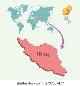 El lugar de Irán en el mundo. Mapa 3D