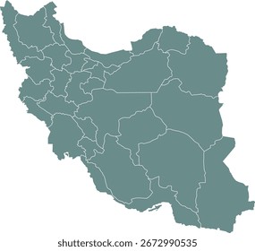 Iran's Topography and Administrative Districts Map, High-Resolution Illustration