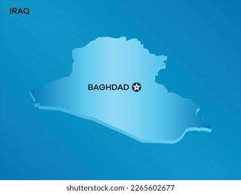 Iraq 3D Mapa isométrico con el diseño del vector de marca mayúscula Bagdad