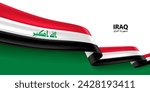 Iraq 3D ribbon flag. Bent waving 3D flag in colors of the Iraq national flag. National flag background design.
