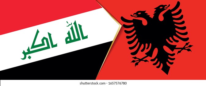 Irak und Albanien sind Flaggen, zwei Vektorillustrationen Flaggen Symbol für Beziehung oder Konfrontation.