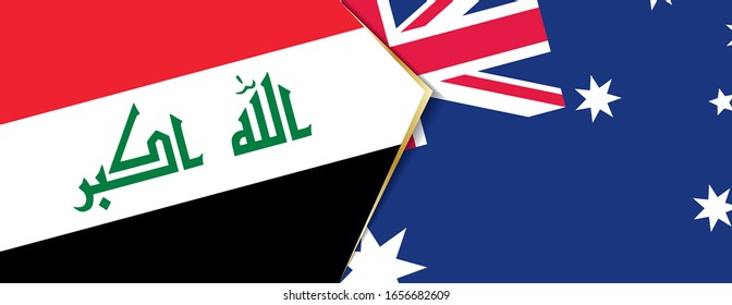 Iraq and Australia flags, two vector flags symbol of relationship or confrontation.