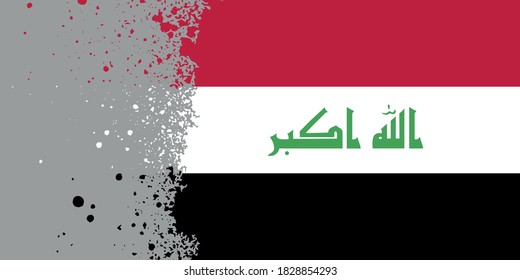 Iraq. Background with a flag. Close-up with an uneven edge. A cropped, torn brushstroke. National symbol.