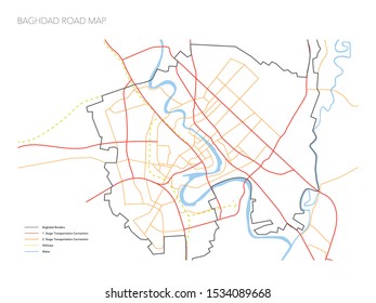 IRAQ BAGHDAD ROAD MAP VECTOR