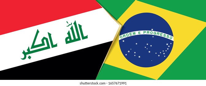 Banderas del Iraq y del Brasil, dos banderas vectoriales símbolo de relación o enfrentamiento.
