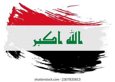 Fondo del vector del indicador de trazo de pincel de Iraq. Banner aislado de color iraquí pintado a mano con un estilo grunge.