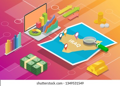 iraq business economy growth country with map and finance condition - vector