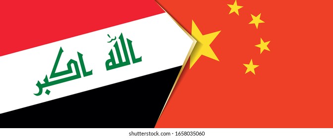 Banderas de Iraq y China, dos banderas vectoriales símbolo de relación o confrontación.