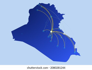 Iraq concept map, illustration of Iraq for internet or innovation or technology. File is suitable for digital editing and prints of all sizes.