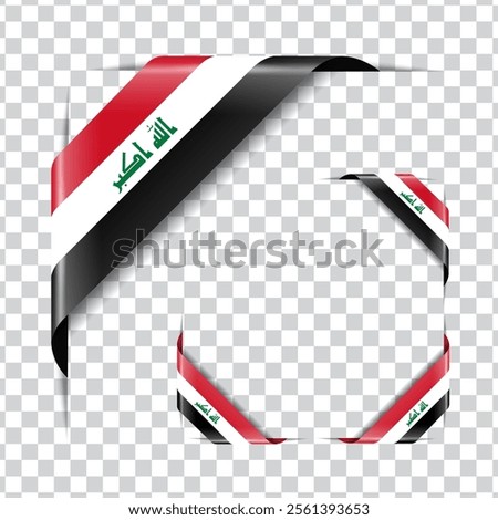 Iraq corner national flag with shadow