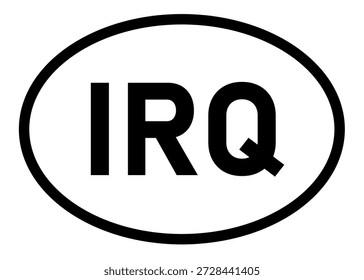 Iraq country code IRQ icon vector on a white background
Country code abbreviation oval sticker icon on a white background