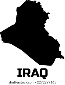 IRAQ country  map  in  black.  With the  caption of the country  name " IRAQ ". 