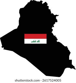 Iraq Country Map And Flag Design, Vector Art