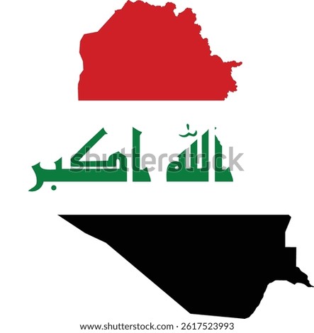 Iraq Country Map And Flag Design, Vector Art