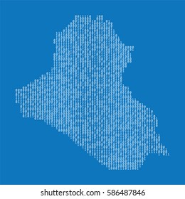 Iraq country map made from binary code numbers. 
