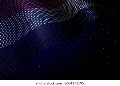 Iraq digital flag made of dots, waving over a starry dark background