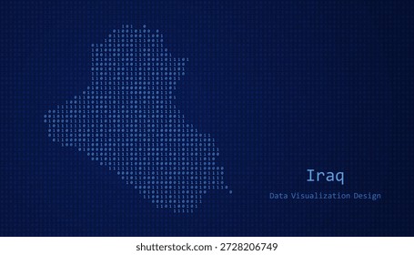 Iraq Mapa digital formado con unos y ceros para el diseño de visualización de datos