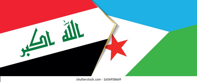 Iraq and Djibouti flags, two vector flags symbol of relationship or confrontation.