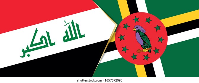 Iraq and Dominica flags, two vector flags symbol of relationship or confrontation.