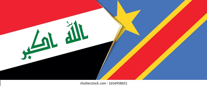 Banderas del Iraq y la República Democrática del Congo, dos banderas vectoriales símbolo de relación o enfrentamiento.