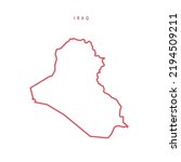 Iraq editable outline map. Iraqi red border. Country name. Adjust line weight. Change to any color. Vector illustration.