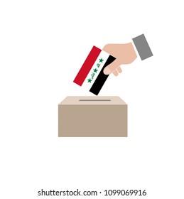 Iraq elections, national flag and ballot box, white background vector work