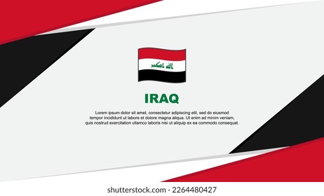 Plantilla de diseño de fondo del resumen de la bandera de Iraq. Ilustración de vectores de caricaturas del Día de la Independencia de Irak. Iraq