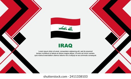 Plantilla de diseño de fondo del resumen de la bandera de Iraq. Ilustración de vectores de papel tapiz del Día de la Independencia de Irak. Banner de Irak