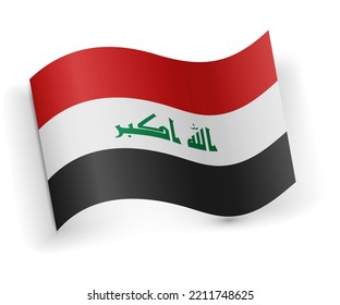 Bandera de Iraq doblada y echada sobre fondo blanco