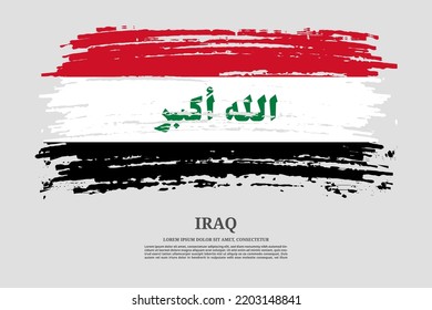 Iraq  flag with brush stroke effect and information text poster, vector background