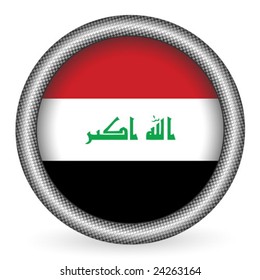 Iraq flag button on a white background. Vector illustration.