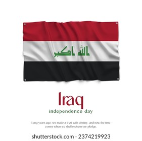 Iraq Flag, Celebrating Independence Day. Abstract waving flag on white background Country Flag.