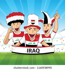 iraq Flag. Cheer football support Vector illustration.