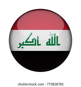 iraq Flag in glossy round button of icon. iraq emblem isolated on white background. National concept sign. Independence Day. Vector illustration.