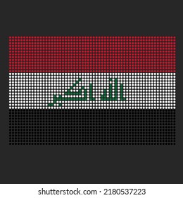 Iraq flag with grunge texture in dot style. Abstract vector illustration of a flag with halftone effect for wallpaper. Happy Independence Day background concept.