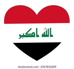 Iraq flag in heart shape isolated  on  transparent  background