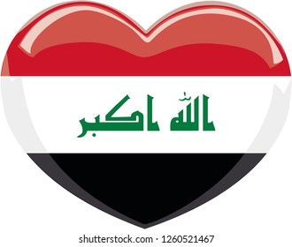 Iraq flag, Heart vector, sticker, eps10
