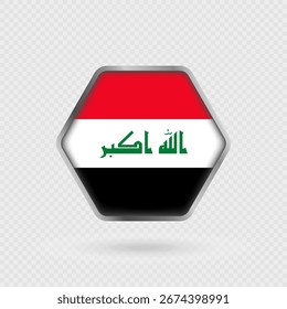 Bandeira do Iraque em um quadro hexágono.