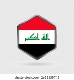 Ícone da bandeira do Iraque em forma de hexágono.