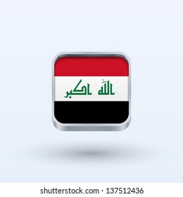 Iraq flag icon square form on gray background. Vector illustration.