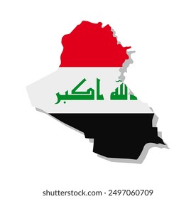 Iraq - Flag inscribed in the contour of the country. Vector illustration.