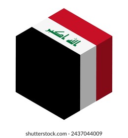 Iraq flag - isometric 3D cube isolated on white background. Vector object.