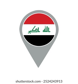 iraq flag location pin, flag application, Flag on Location Pin, graphic design, map pointer, vector illustration.