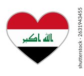Iraq flag. Iraq love flag. Iraq flag in heart shape. Love symbol. Vector illustration