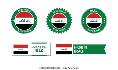 Iraq flag, Made in Iraq. Tag, Seal, Stamp, Flag, Icon vector